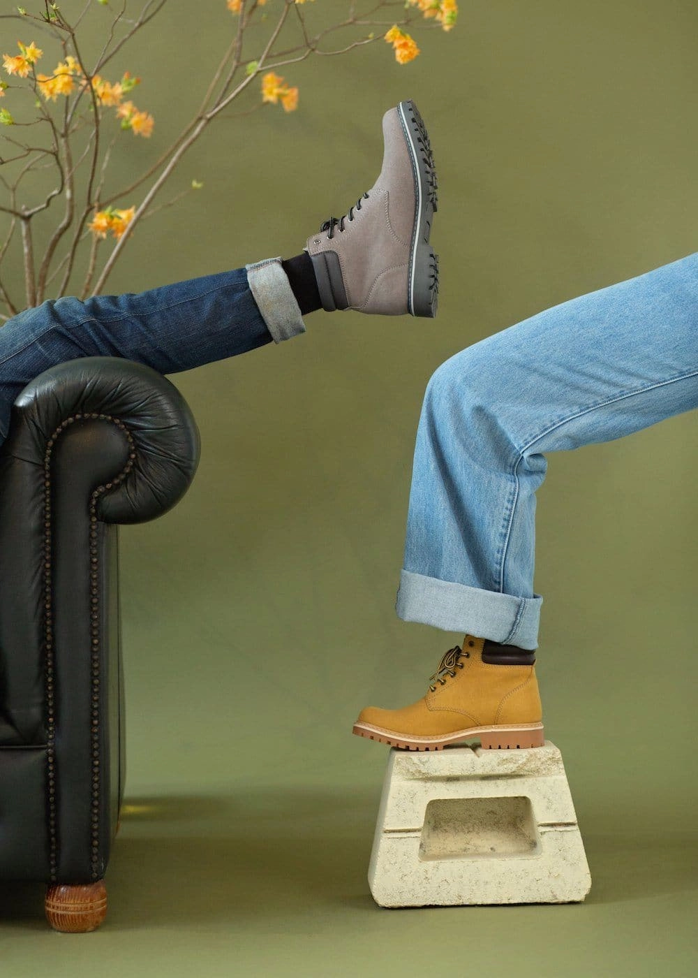 Woody Cowboy Boots 'Lennox' lace-up work boot for women by Zette Shoes - Grey