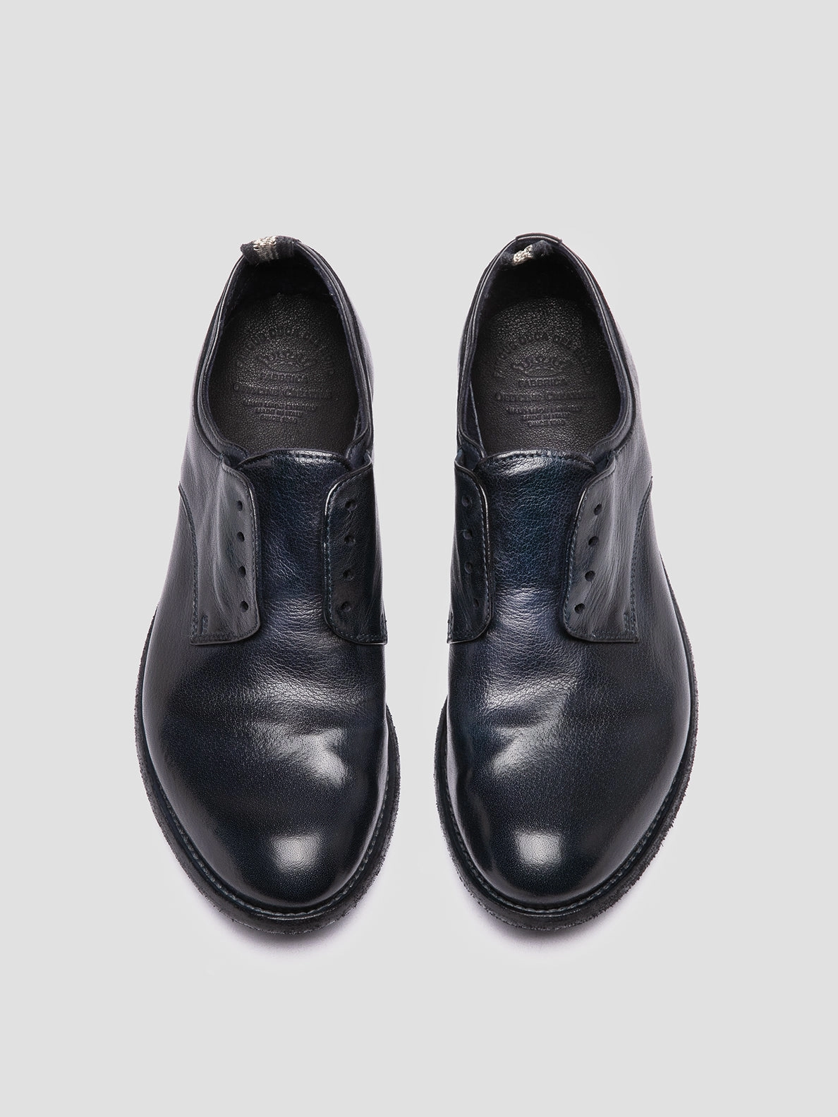 LEXIKON 501 - Navy Leather Derby Shoes Fabric Lace Up Shoes