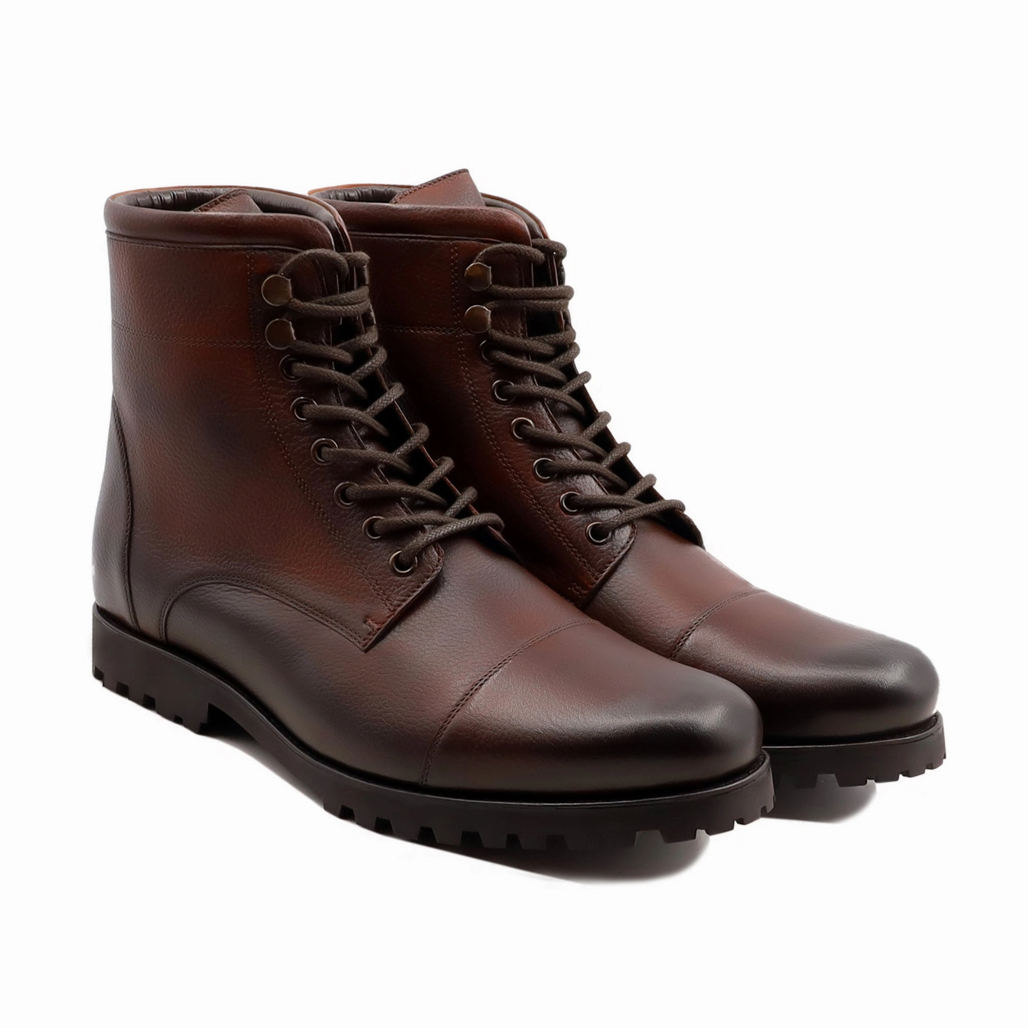 Majuro - Men's Burnish Oxblood Pebble Grain Leather Boot Work Boots With Steel Toe