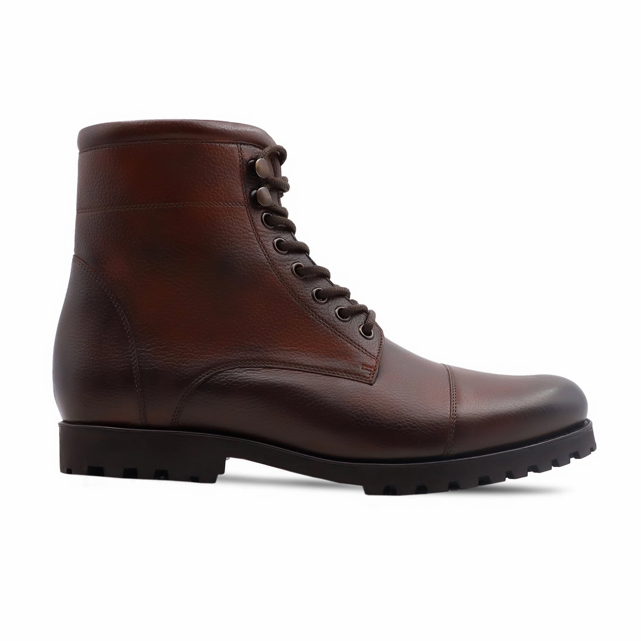 Majuro - Men's Burnish Oxblood Pebble Grain Leather Boot Calf Length Boots
