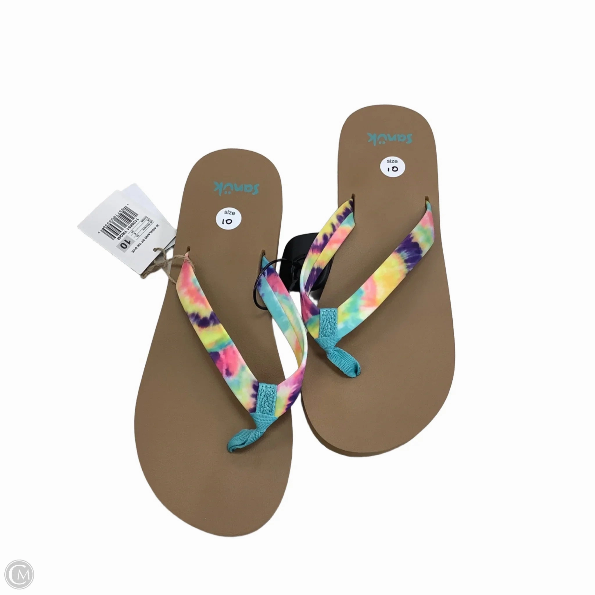 Sandals Flip Flops By Sanuk In Multi-colored, Size: 10 Flip Flops With Sponge Bottom