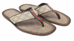 Best Flip Flops For Standing All Day Gucci Men's GG Supreme Canvas Flip Flops Sandals Size 8 1/2G