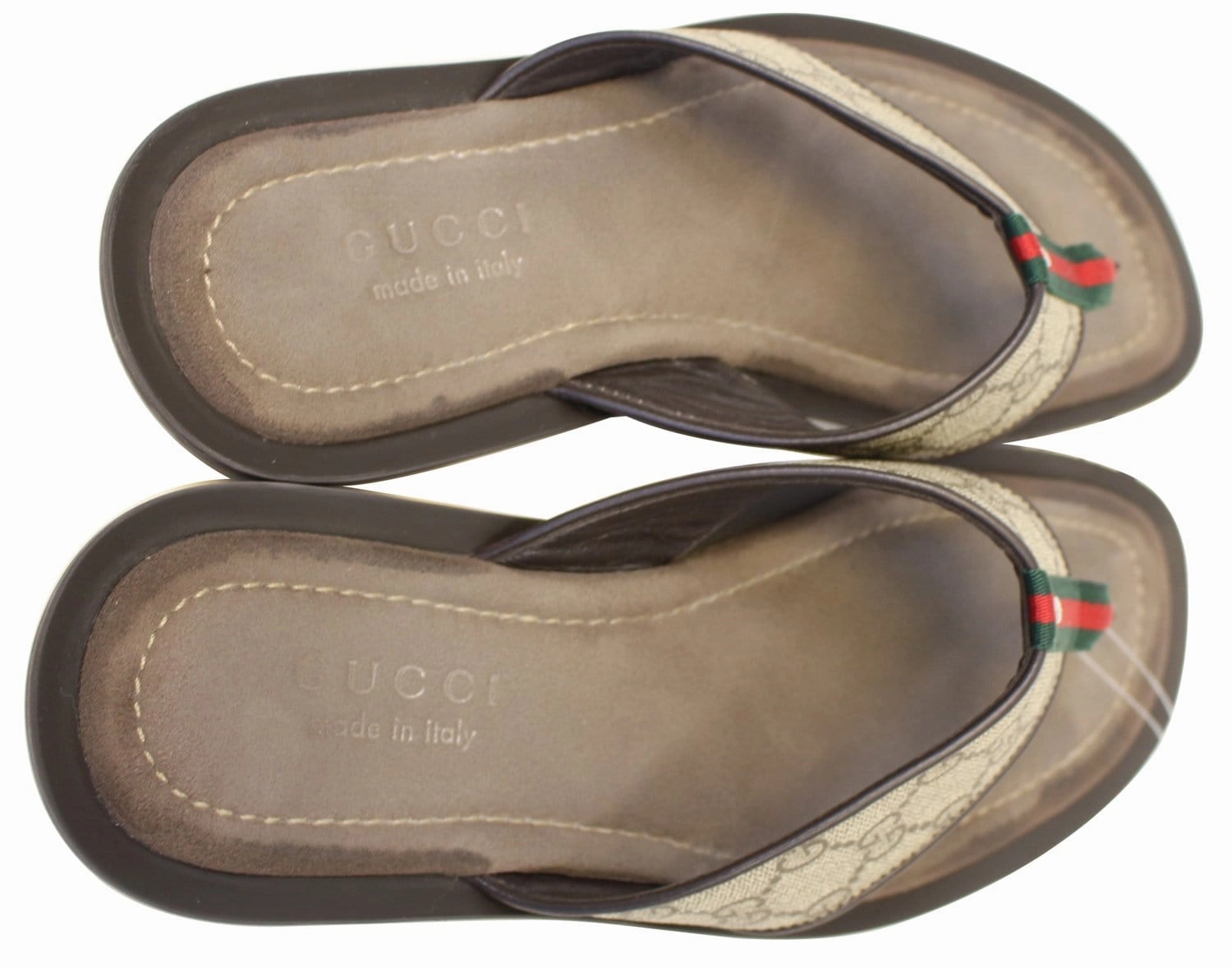 Leather Square Toe Flip Flops Gucci Men's GG Supreme Canvas Flip Flops Sandals Size 8 1/2G