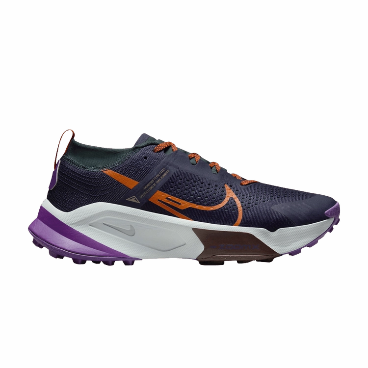 Trail Running Shoes Size Men's Nike ZoomX Zegama Trail, Purple Ink/Safety Orange, 8.5 D Medium