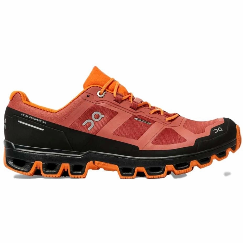 Wide Width Waterproof Shoes Men's On Cloudventure Waterproof, Rust/Orange, 7.5 D Medium