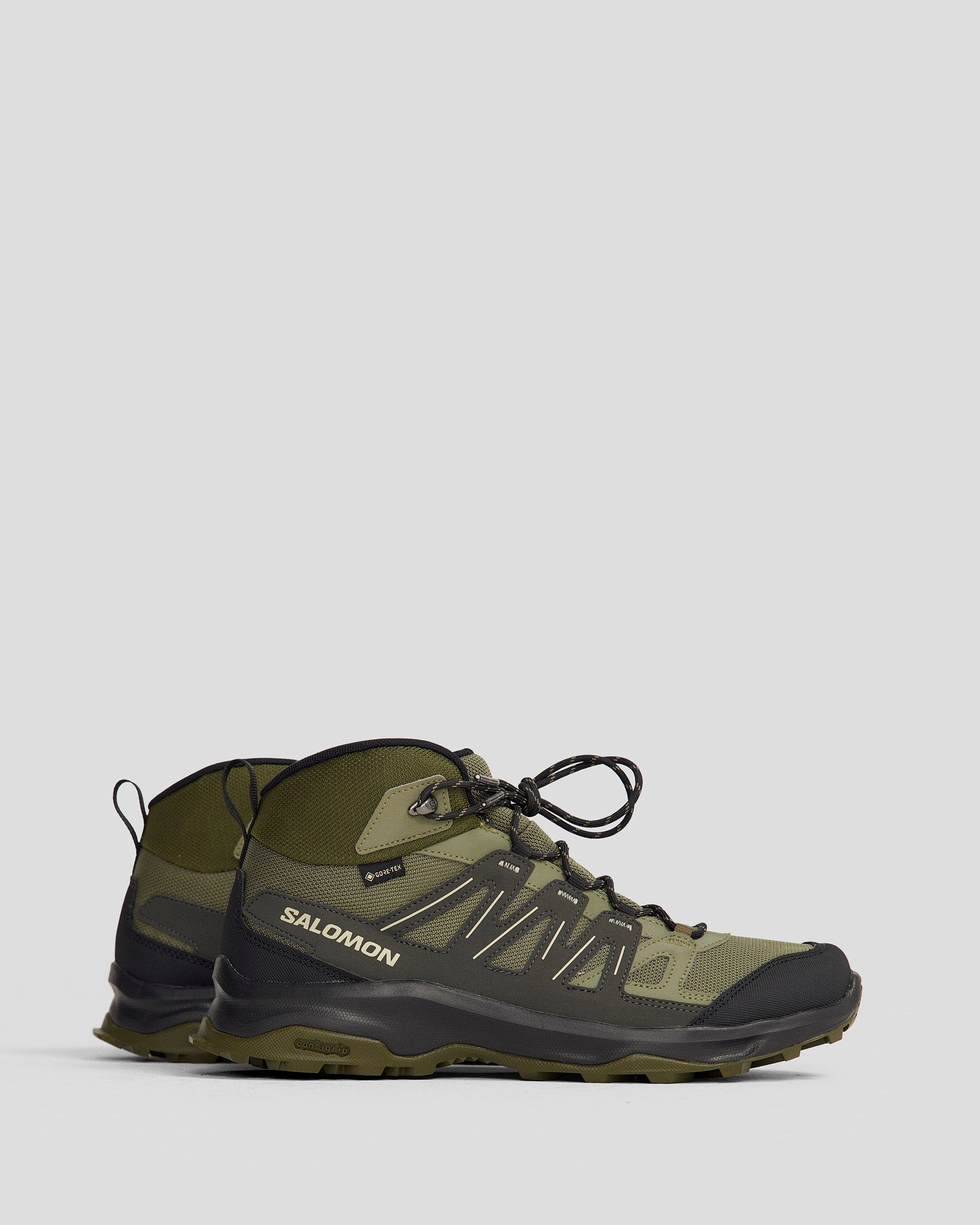 Men's Salomon Grivola Mid Waterproof Hiking Boots - Deep Lichen Green/ Black/Olive Night Best Composite Toe Hiking Boots