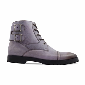 Boots With A Buckle Merap - Men's Burnished Grey Pebble Grain Leather Boot