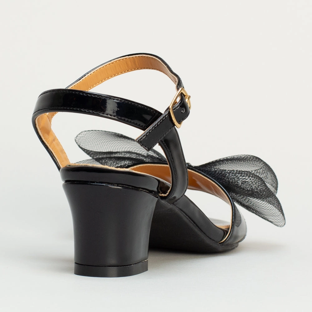 High Heel Cumshots Mesh Bow Party Shoe