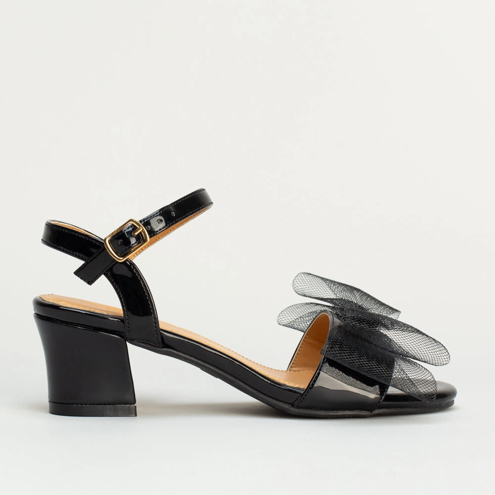 High Shine Heel Mesh Bow Party Shoe
