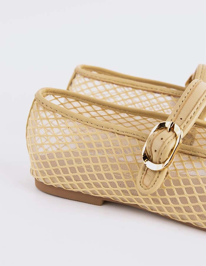 Mary Jane Velcro Shoes Meshu Nude Mesh