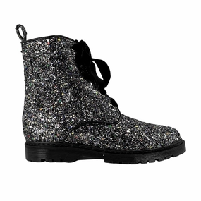 Emp Combat Boots 'Billie' vegan combat boots by Zette Shoes - silver glitter