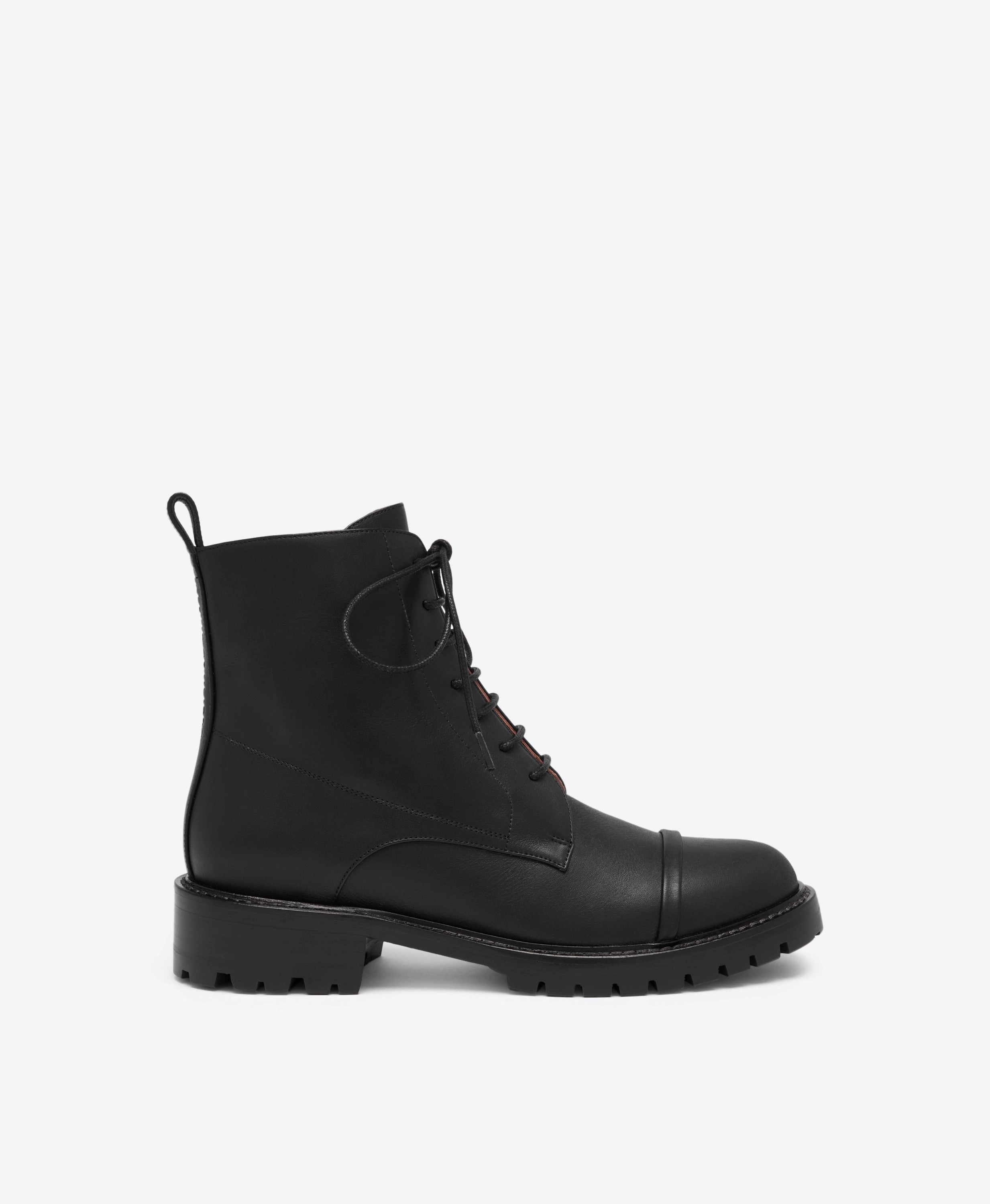 Odalis Lace Up Combat Boots Miller Black Leather Combat Boots