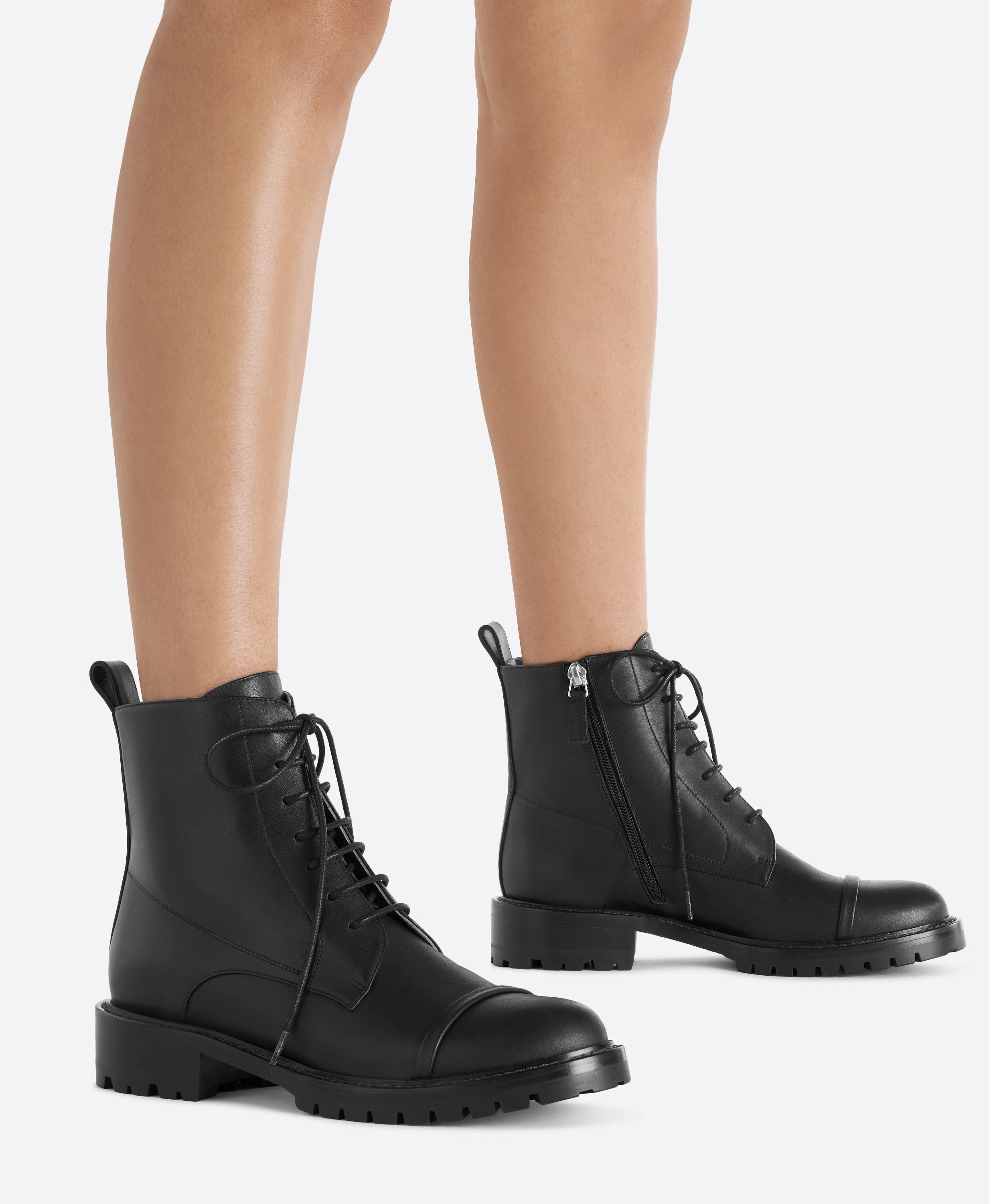 Designer Combat Boots Miller Black Leather Combat Boots