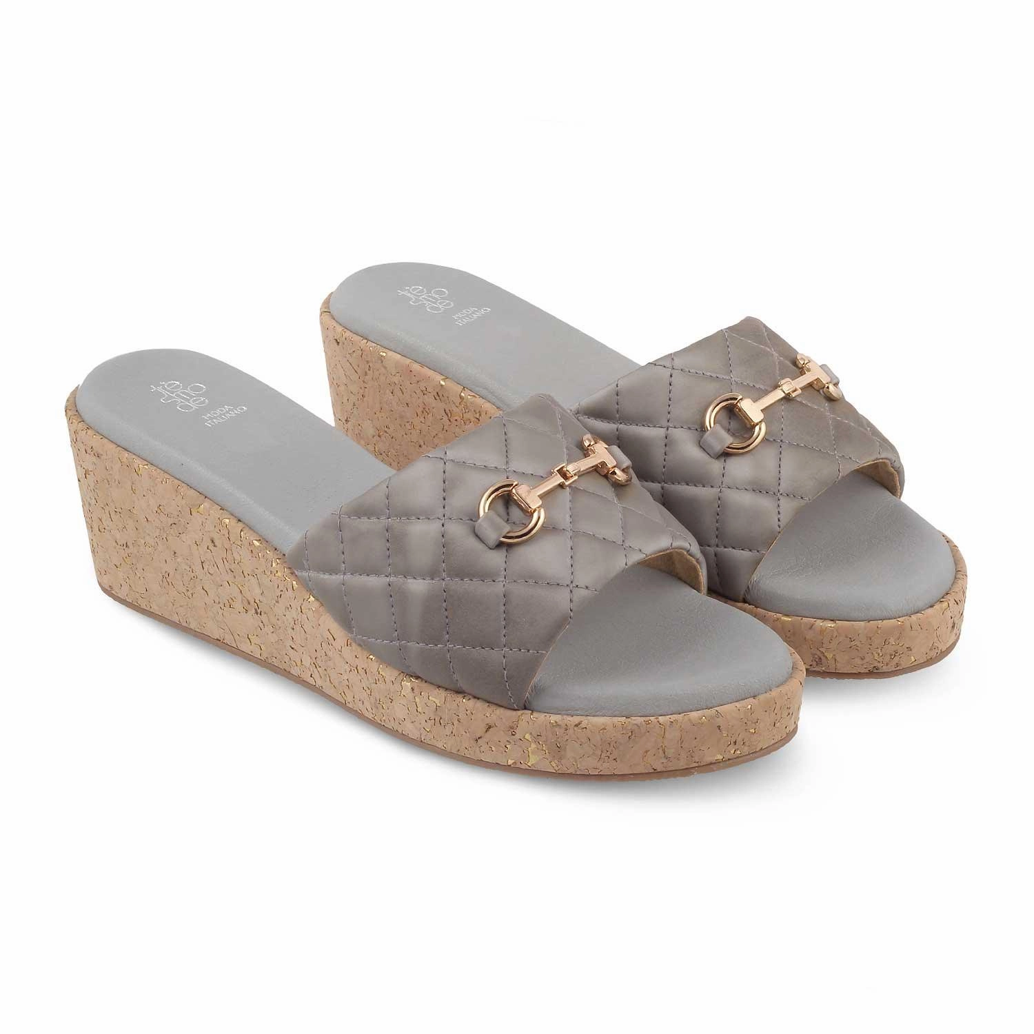 Sandals Prices The Ela Grey Women's Dress Wedge Sandals Tresmode