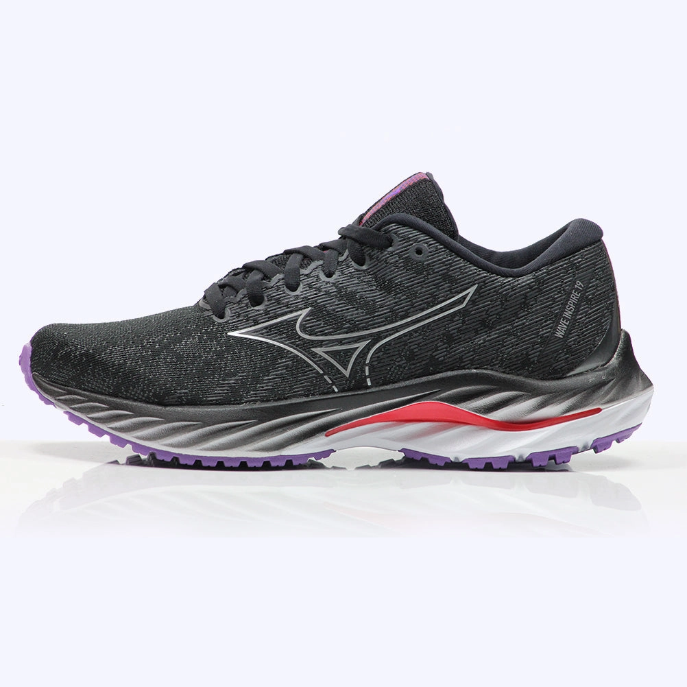 Mizuno Wave Inspire 19 Women's Running Shoe - Black/Silver/Bittersweet Mexico 66 Running Shoes