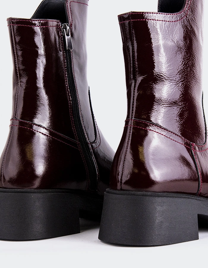 Rosemre Burgundy Naplack Chelsea Boots And Straight Jeans