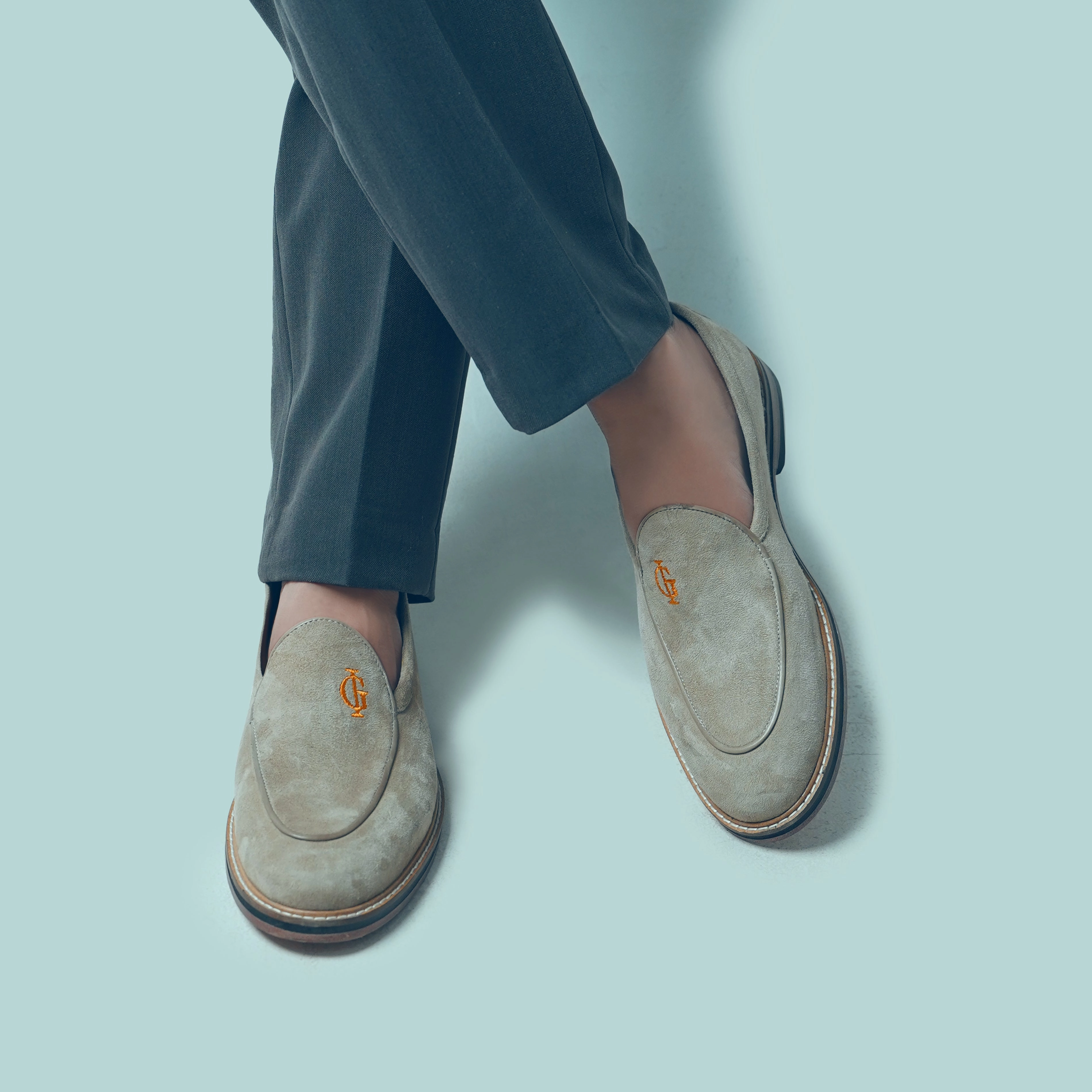 Modric - Men's Steel Grey Kid Suede Loafer Loafers Flats