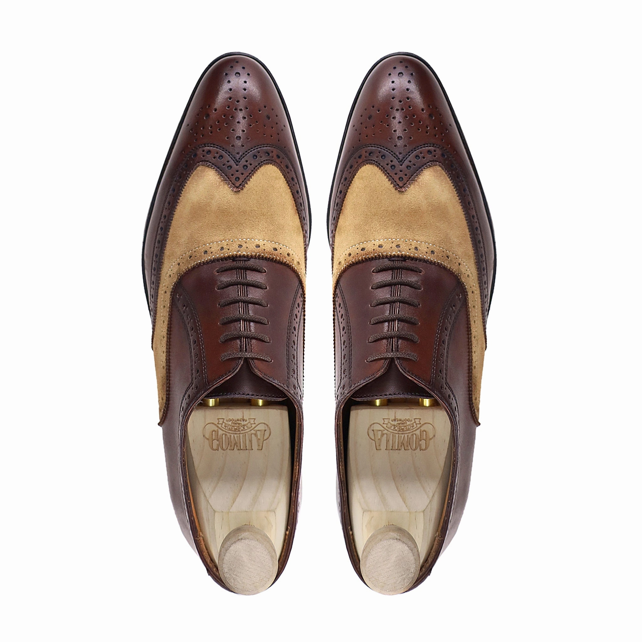 Travon - Men's Brown and Camel Kid Suede Oxford Shoe Oxfords Learners Dictionary