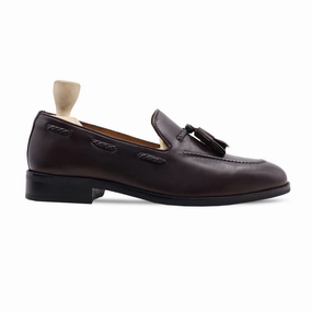 Moscow - Men's Dark Brown Calf Leather Loafer No Show Socks Loafers