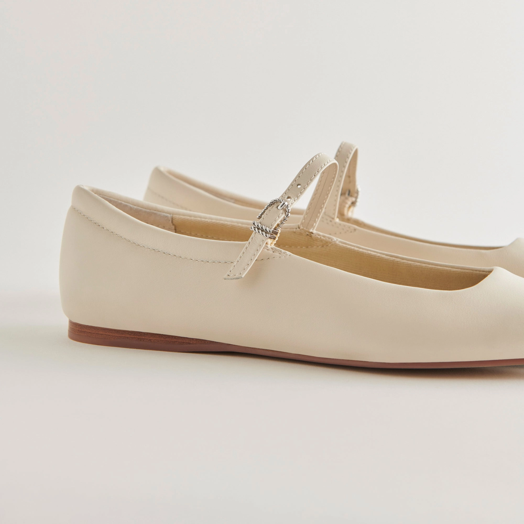 REYES BALLET FLATS IVORY LEATHER Mesh Ballet Flat Shoes