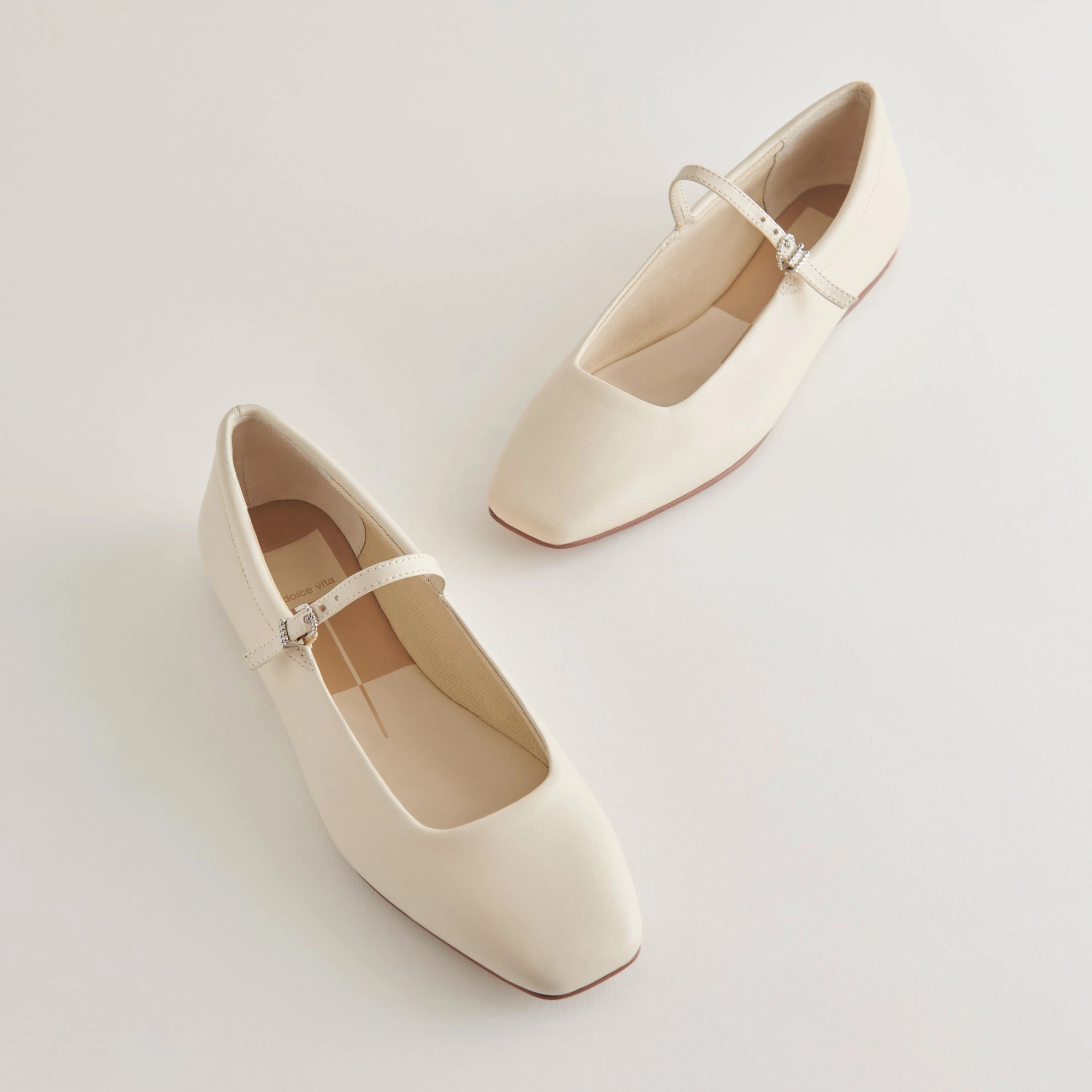 Jeweled Flats Shoes REYES BALLET FLATS IVORY LEATHER