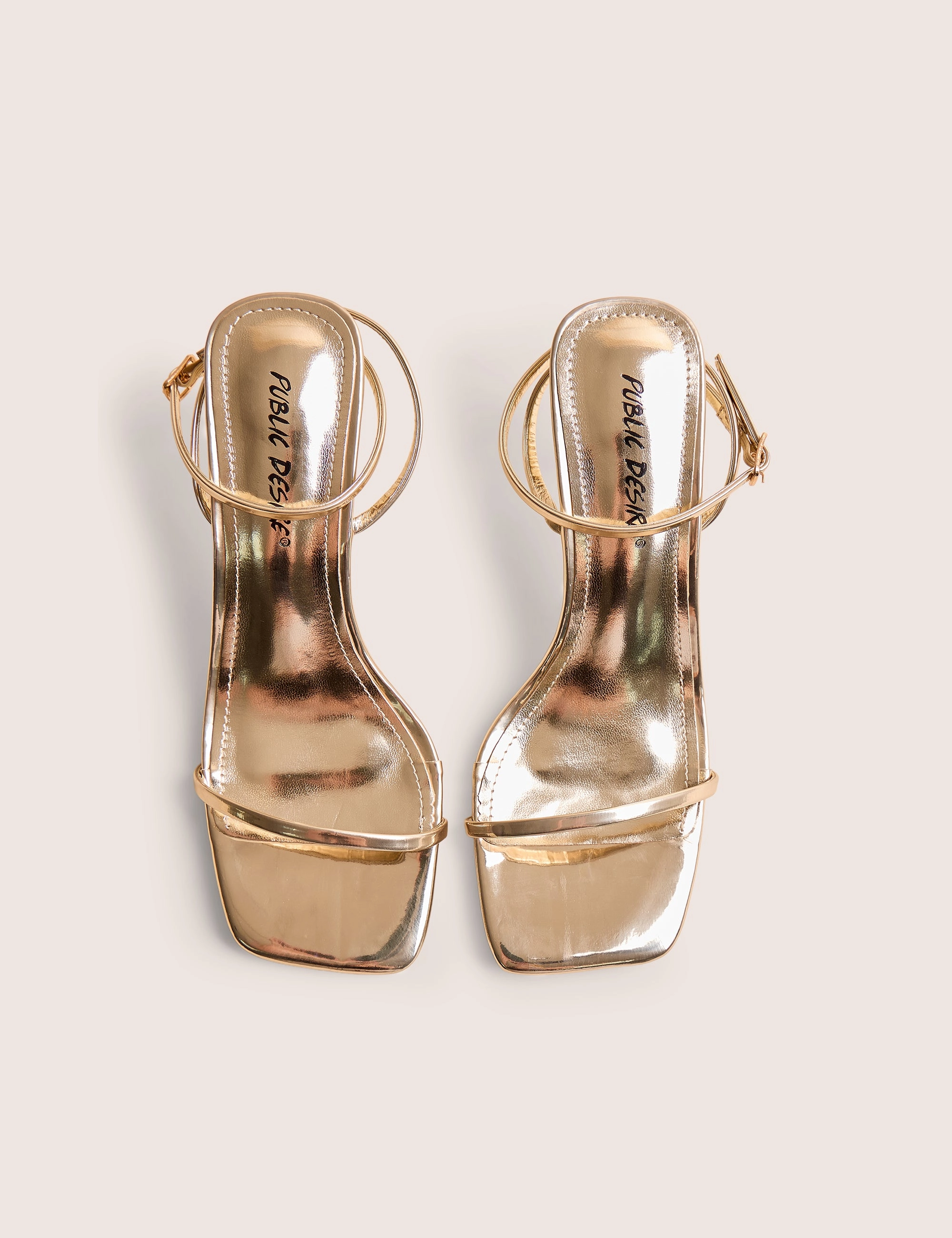 High Leather Boots High Heel Natalya Gold Barely There Square Toe Stiletto Mid Heels