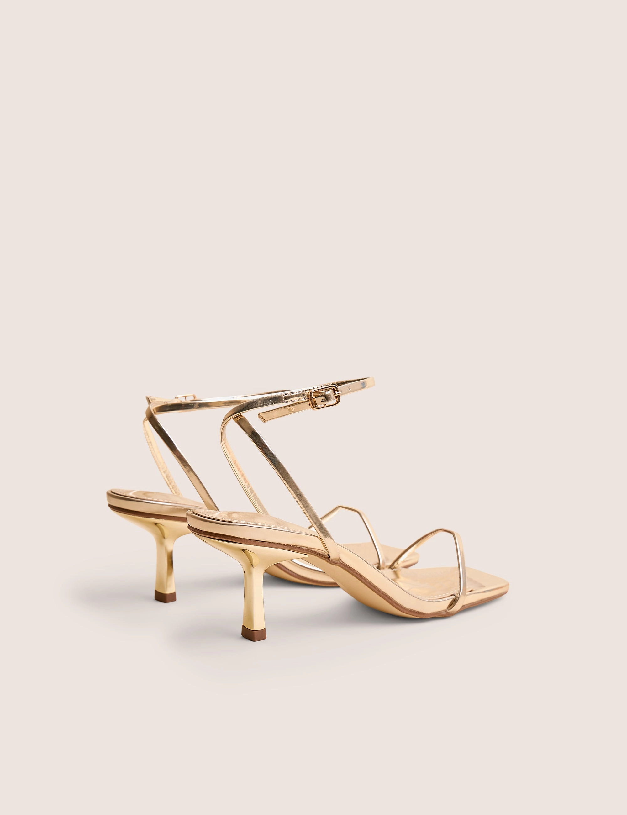 Natalya Gold Barely There Square Toe Stiletto Mid Heels Chicken High Heels