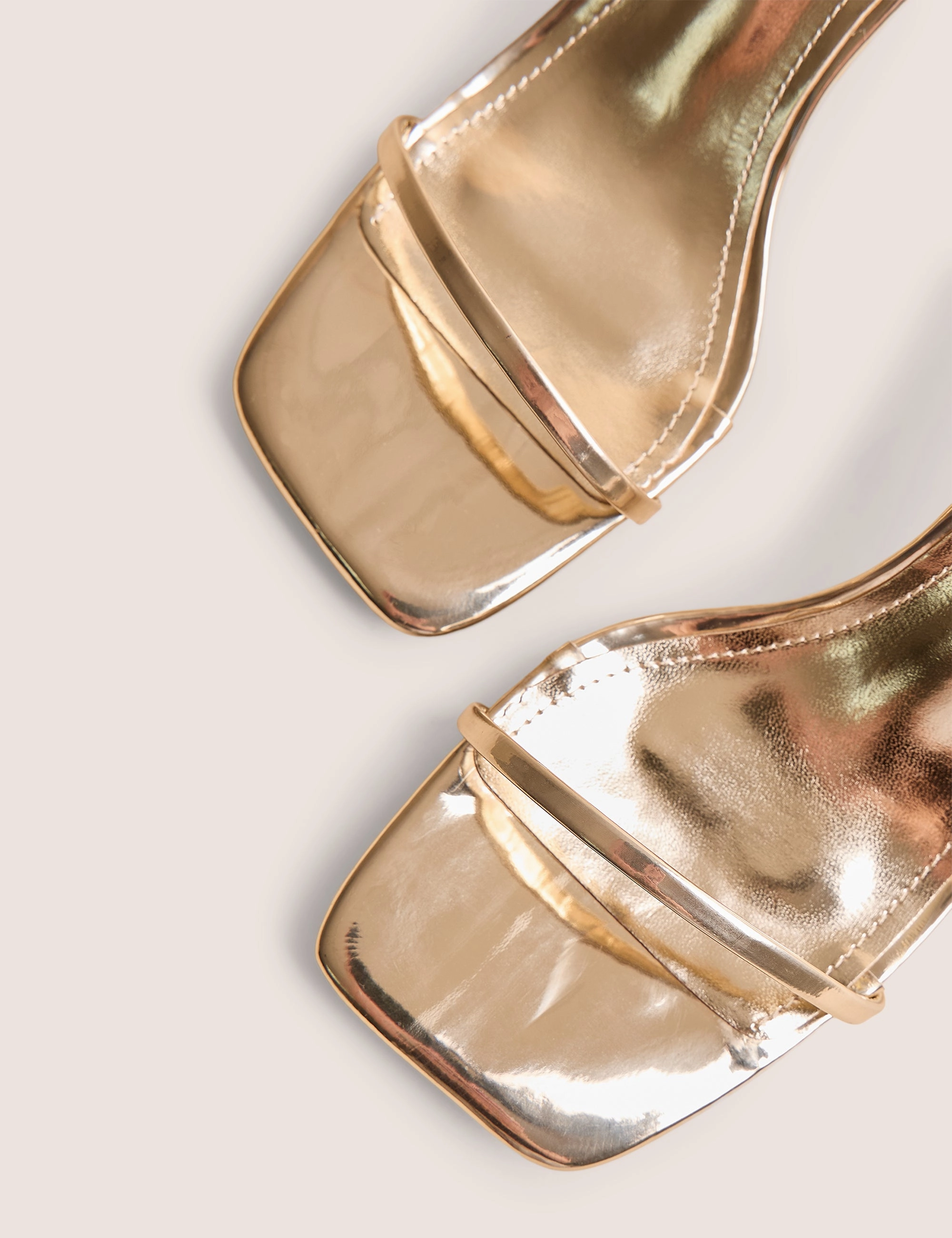 High Heel Boots Knee High Natalya Gold Barely There Square Toe Stiletto Mid Heels