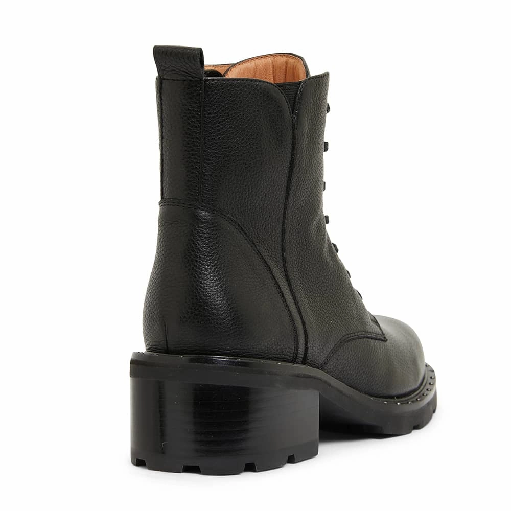 National Boot in Black Leather Jamisyn Combat Boot