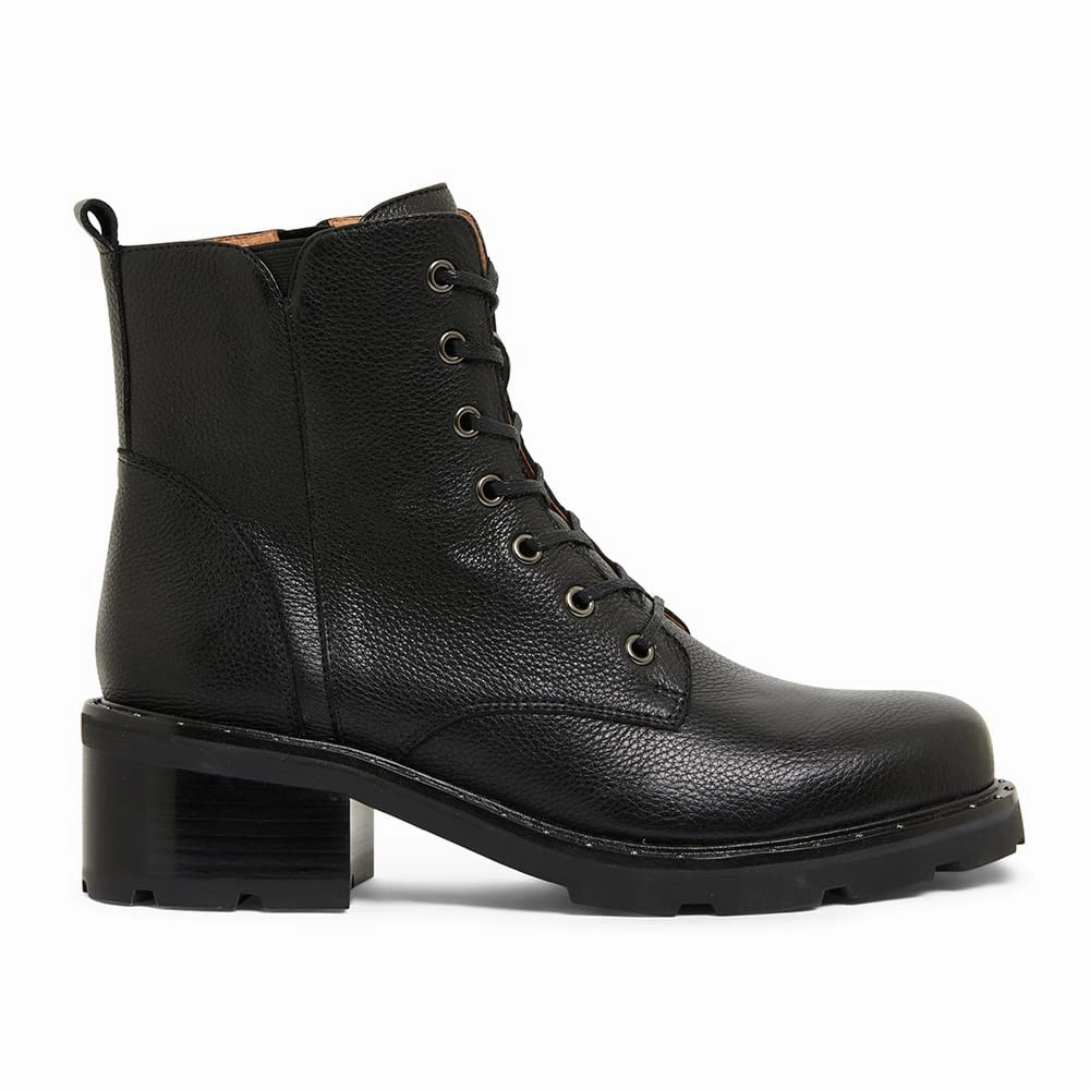 National Boot in Black Leather Nylon Combat Boots