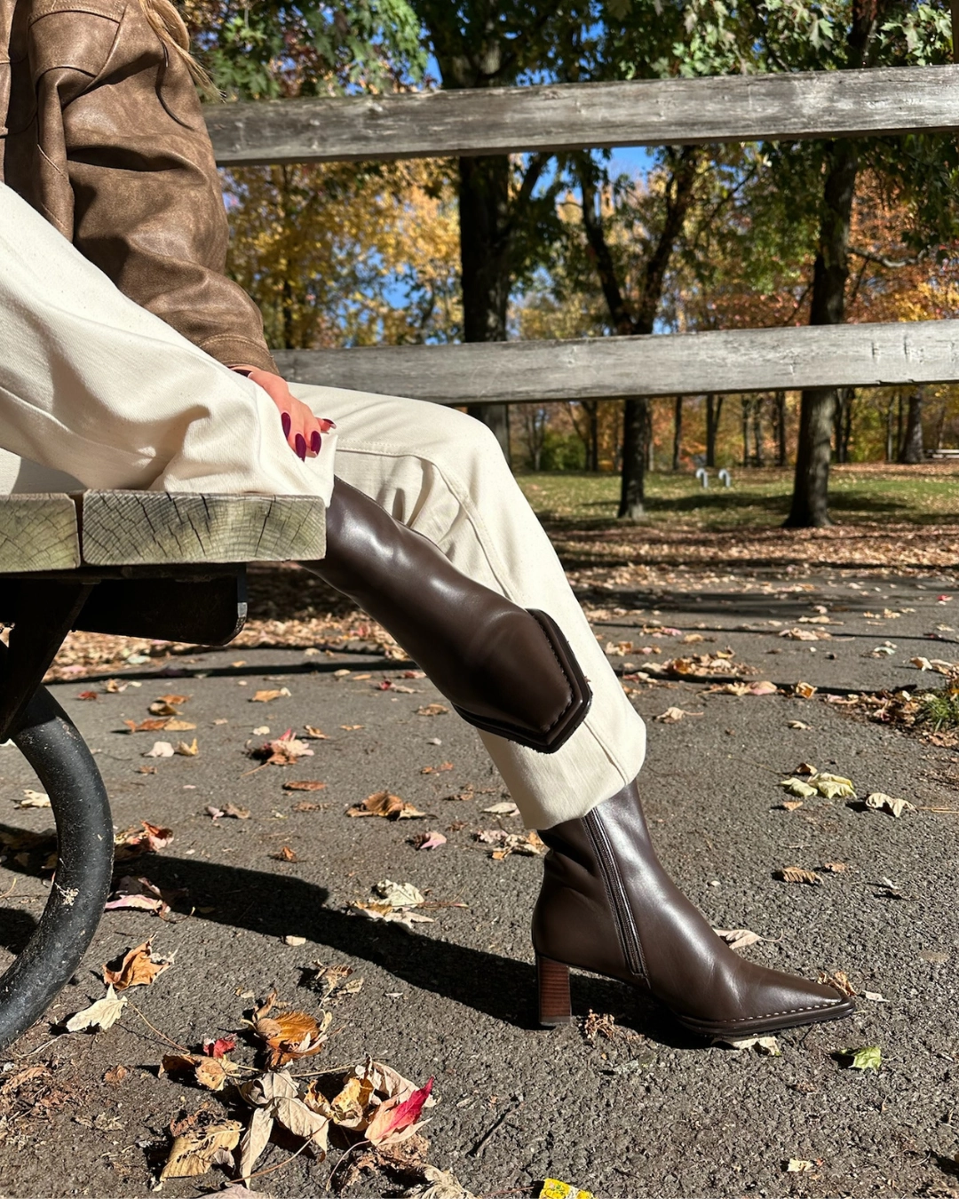 Caelum Brown Leather Gold Ankle Boots