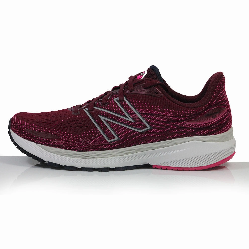 New Balance 860v12 Women's Wide Fit Running Shoe - Garnet/Pink glo Run On Clouds Running Shoes