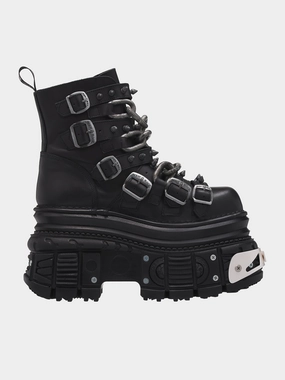 New Rock Chain Hiking Boots (D2NZ716-01-LEATHER-BLACK) Boots Made In The United States