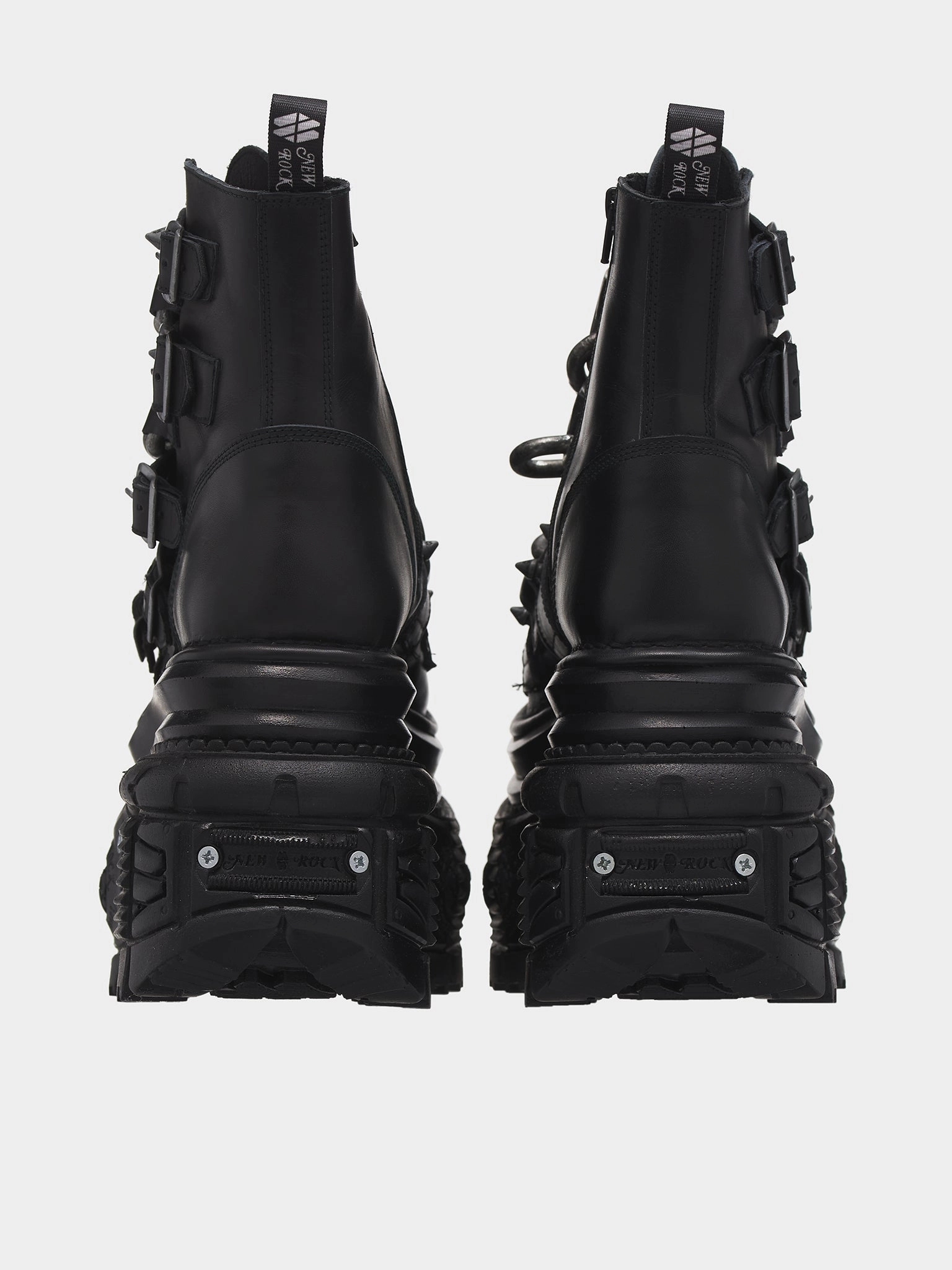 New Rock Chain Hiking Boots (D2NZ716-01-LEATHER-BLACK) Light Winter Boots