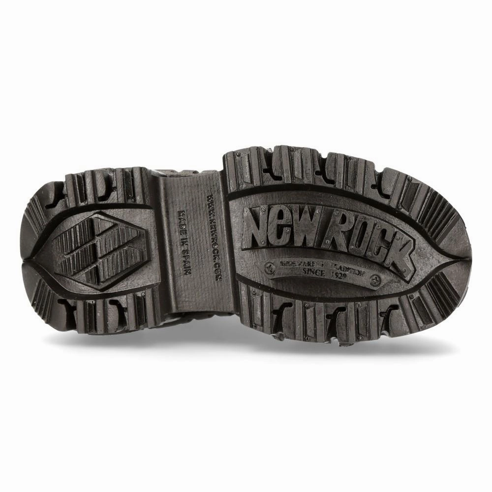 Combat Boots Summer New Rock Unisex Black Leather Combat Platform Boots- TANK083-C1