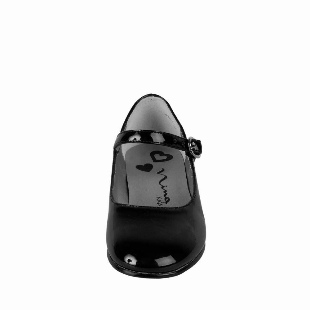 Square Toe Block Heels Mary Jane Shoes Nina Lil Seeley Flat Girls US 9.5 Black Patent Leather Mary Jane Shoes KHD422