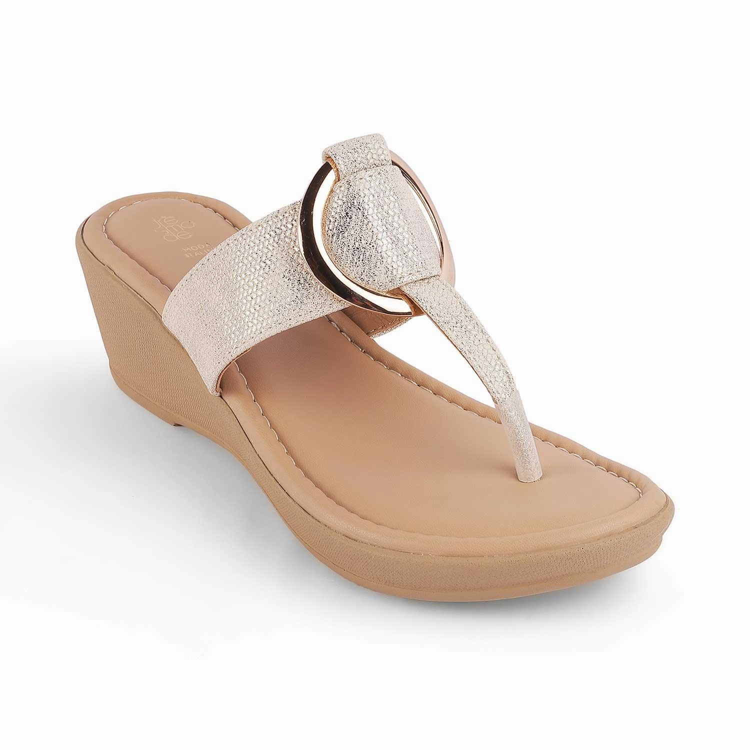 Tresmode Ming Gold Women's Dress Wedge Sandals Ankle Strap Platform Sandals