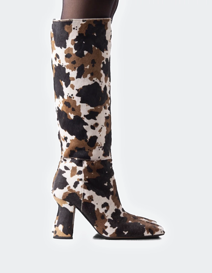 Chocolate Brown Suede Boots Elstra Multi Pony Hair