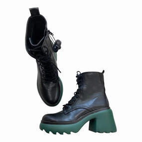 High Platform Combat Boots Boots Combat By Bar Iii In Black & Green, Size:7.5