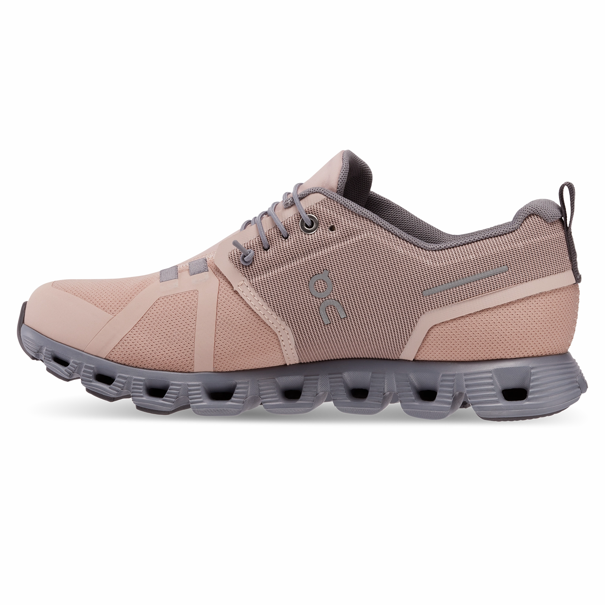 On Womens Cloud 5 Waterproof - Rose/Fossil (59.98527) Comfortable Shoes