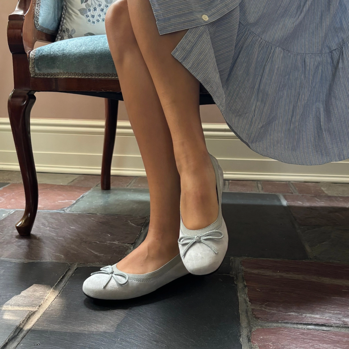 Jamie Suede Ballerina Flat Cushion Flat Shoes