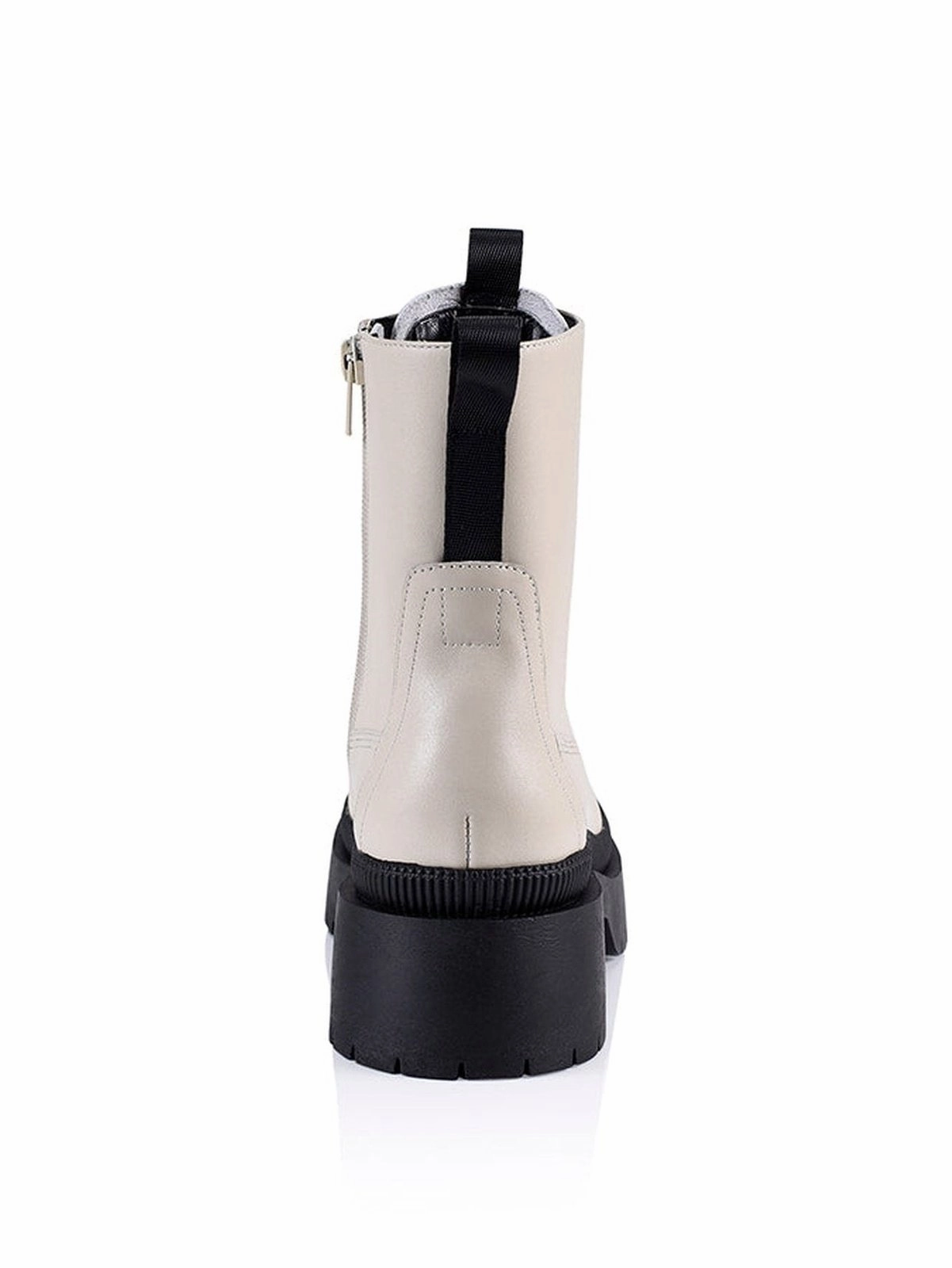 Orlando Combat Chunky Boot - Cream Leather Naglev Combat Boots