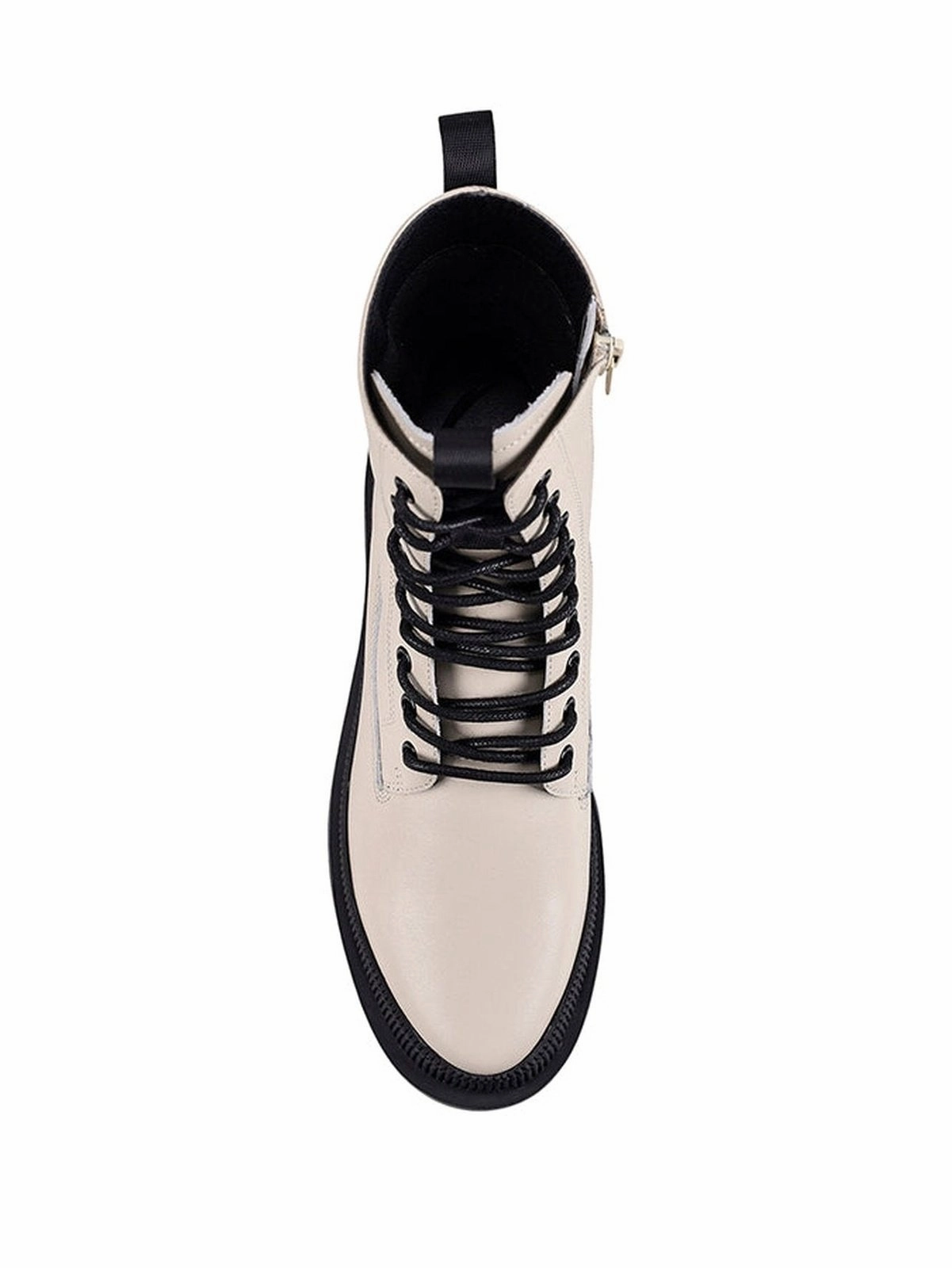 Orlando Combat Chunky Boot - Cream Leather Combat Boot Shoe Laces