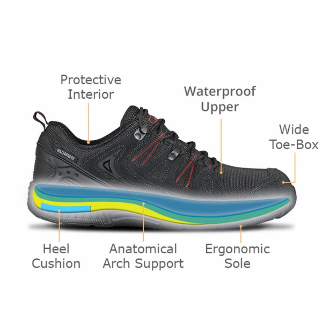 Waterproof Hiking Shoes Lightweight Orthofeet - Moravia Waterproof - Black