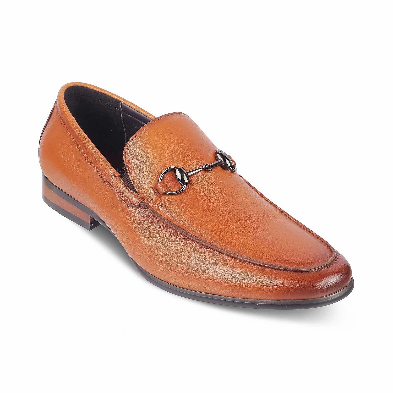 Tresmode Neslip Brown Men's Leather Horse-bit Loafers Loafers With Buttoned Shirt