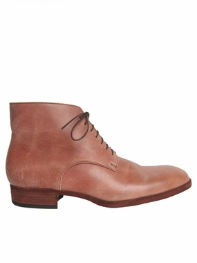 Oxford Boots (8149-P002 RED BROWN) Round Toe Ostrich Boots