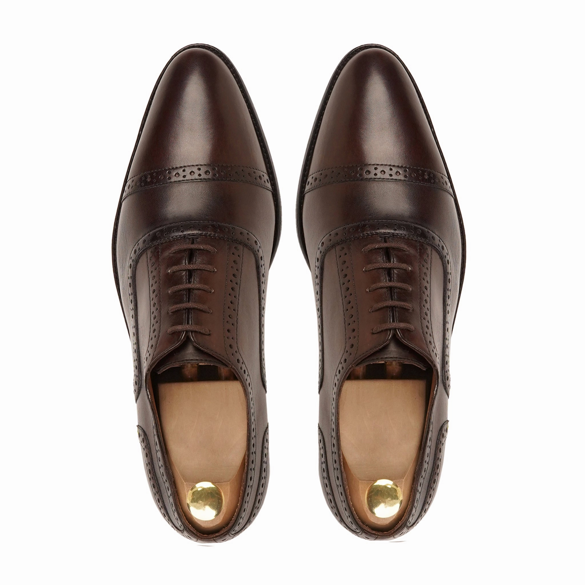 Richmond - Men's Dark Brown Calf Leather Oxford Shoe Casual Shoes