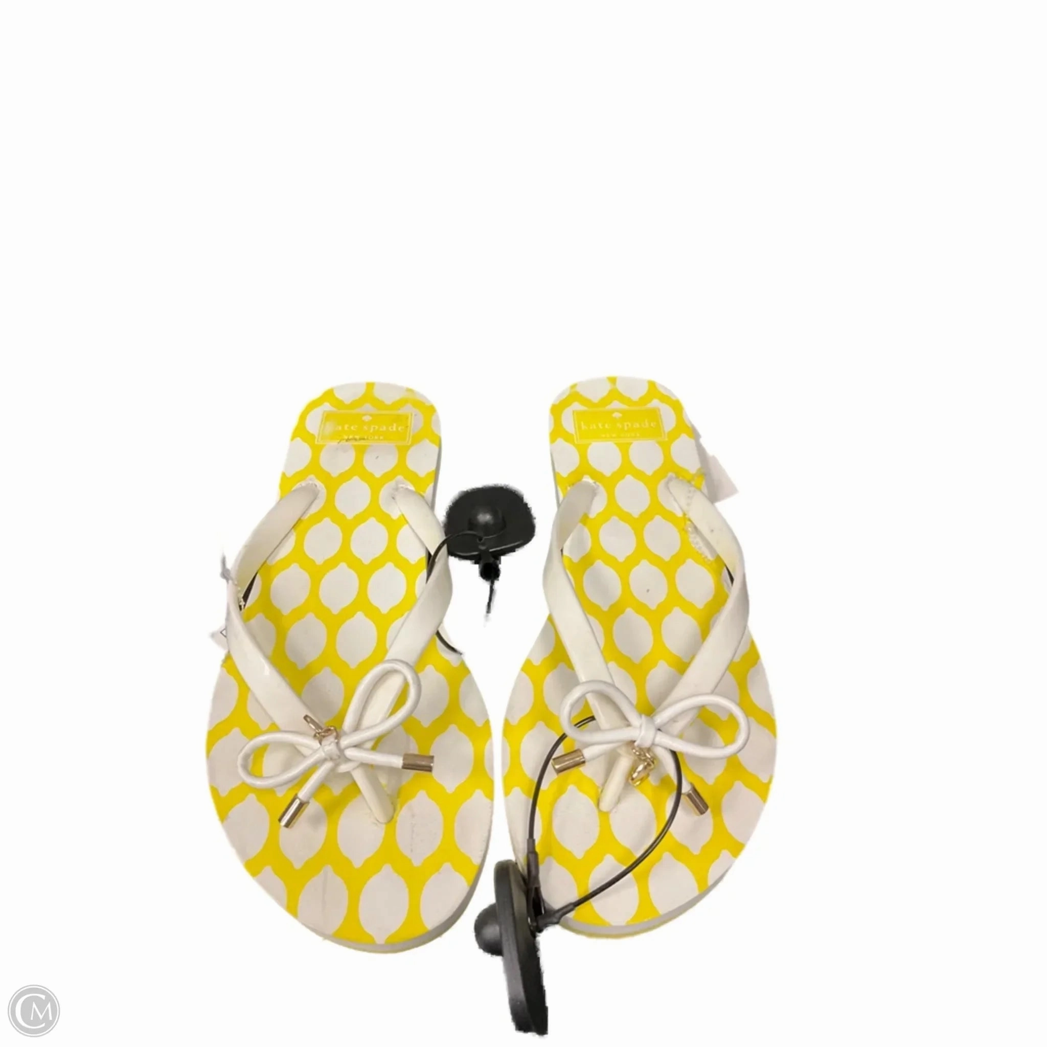 Just Flip Flops Sandals Flip Flops By Kate Spade In White & Yellow, Size: 7