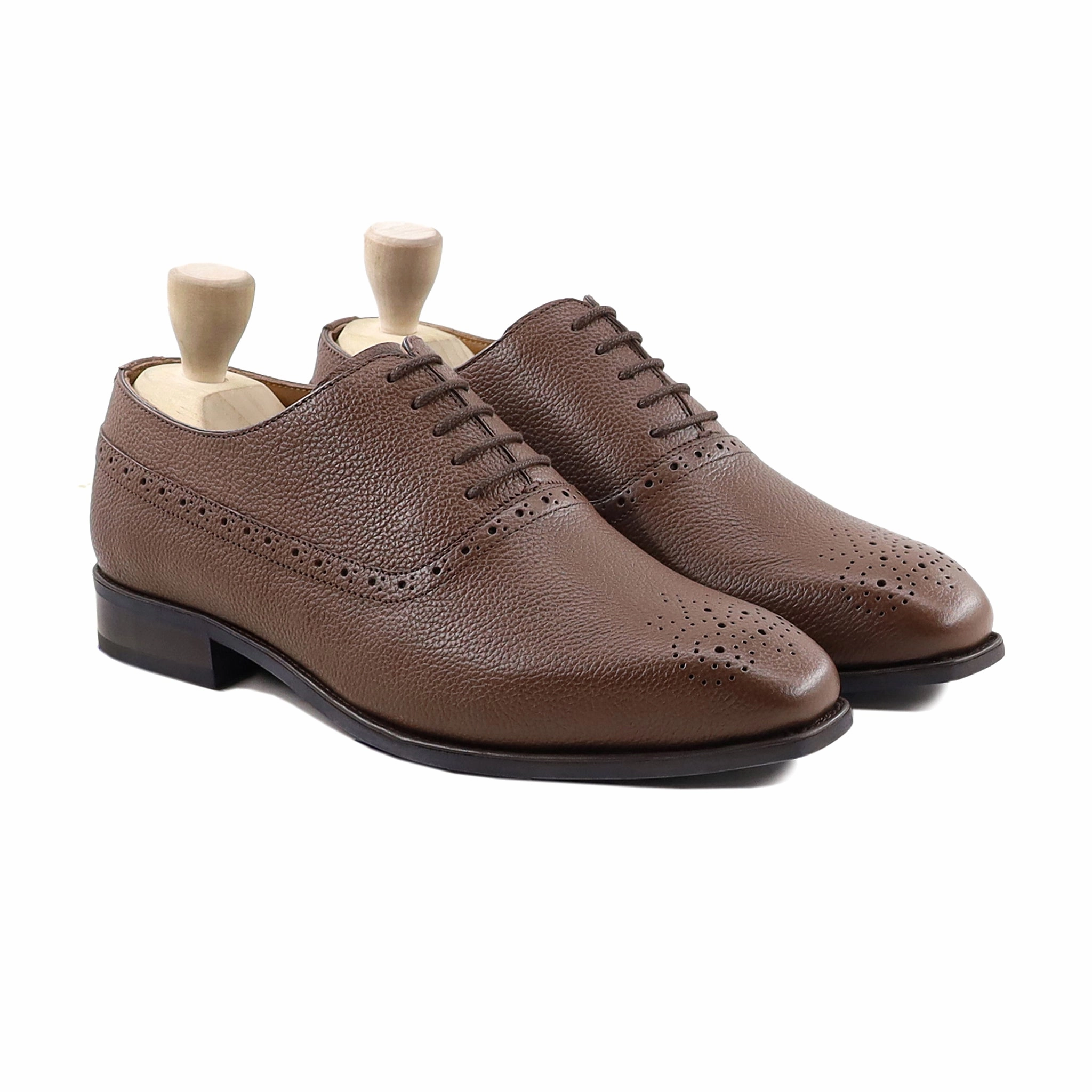 Yaretzi - Men's Brown Pebble Grain Leather Oxford Shoe Oxford Feminino