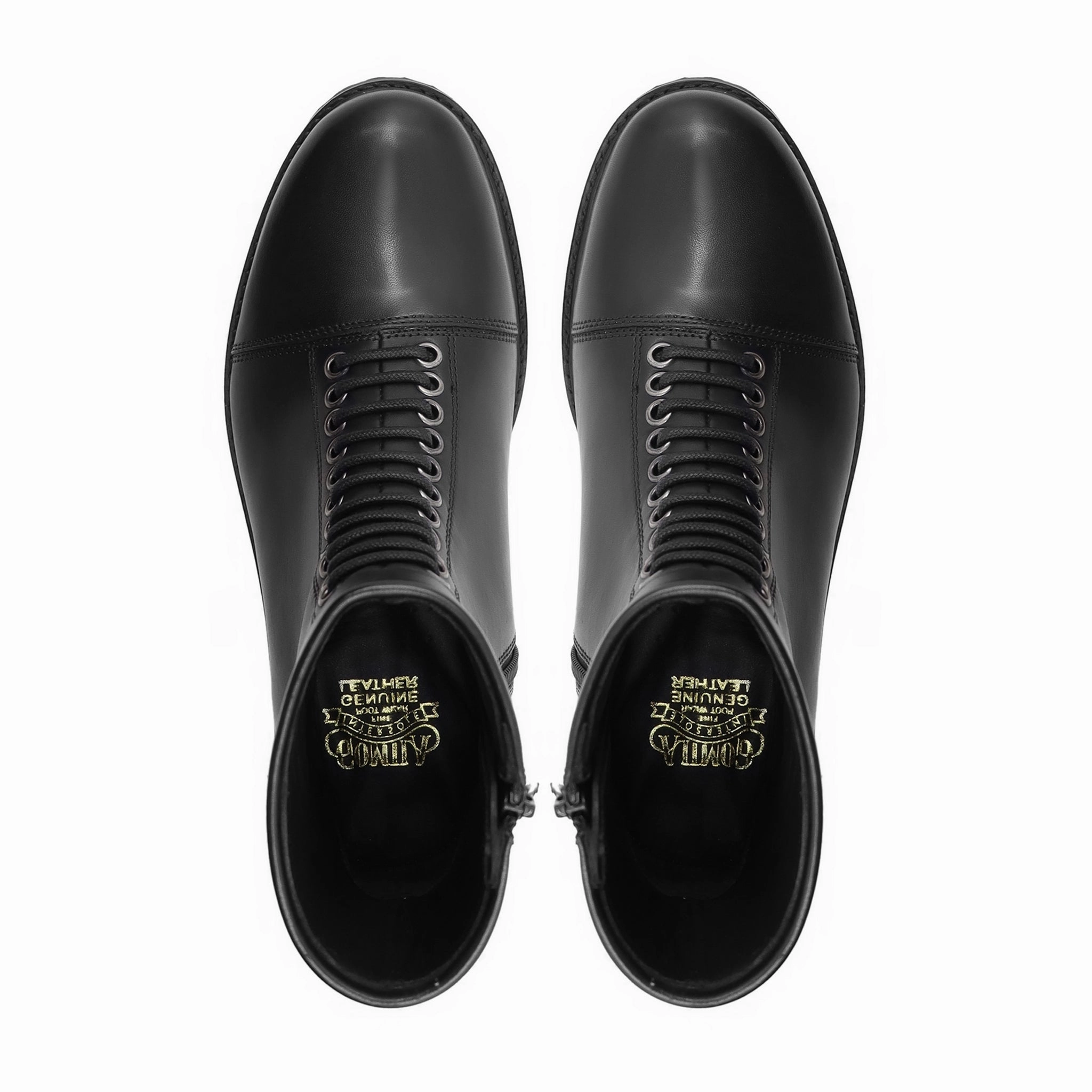 Param - Men's Black Calf Leather Boot Short Brown Boots